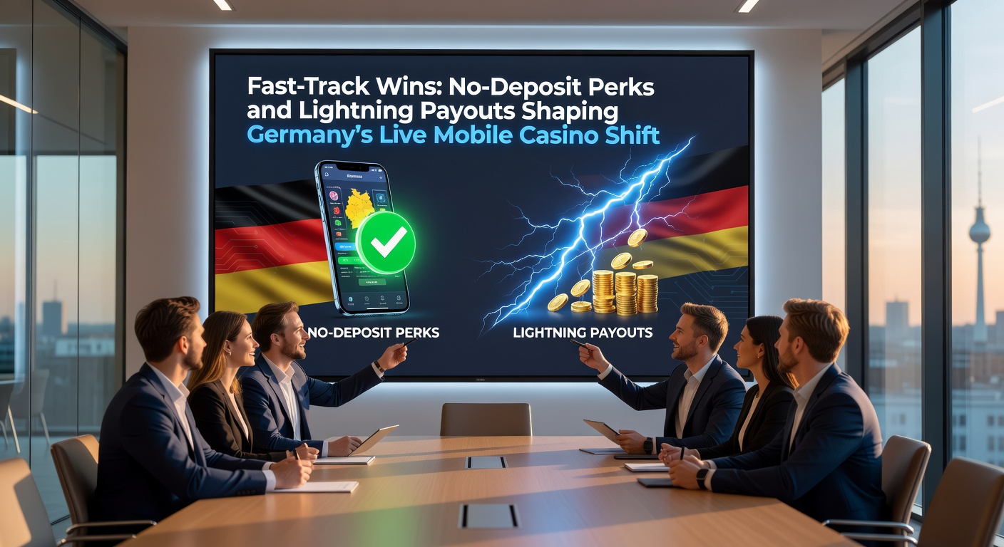 Grafik mit Uhr und Geldsymbolen, die ultraschnelle Casino-Auszahlungen darstellen, vor Hintergrund eines deutschen Stadtpanoramas bei Nacht