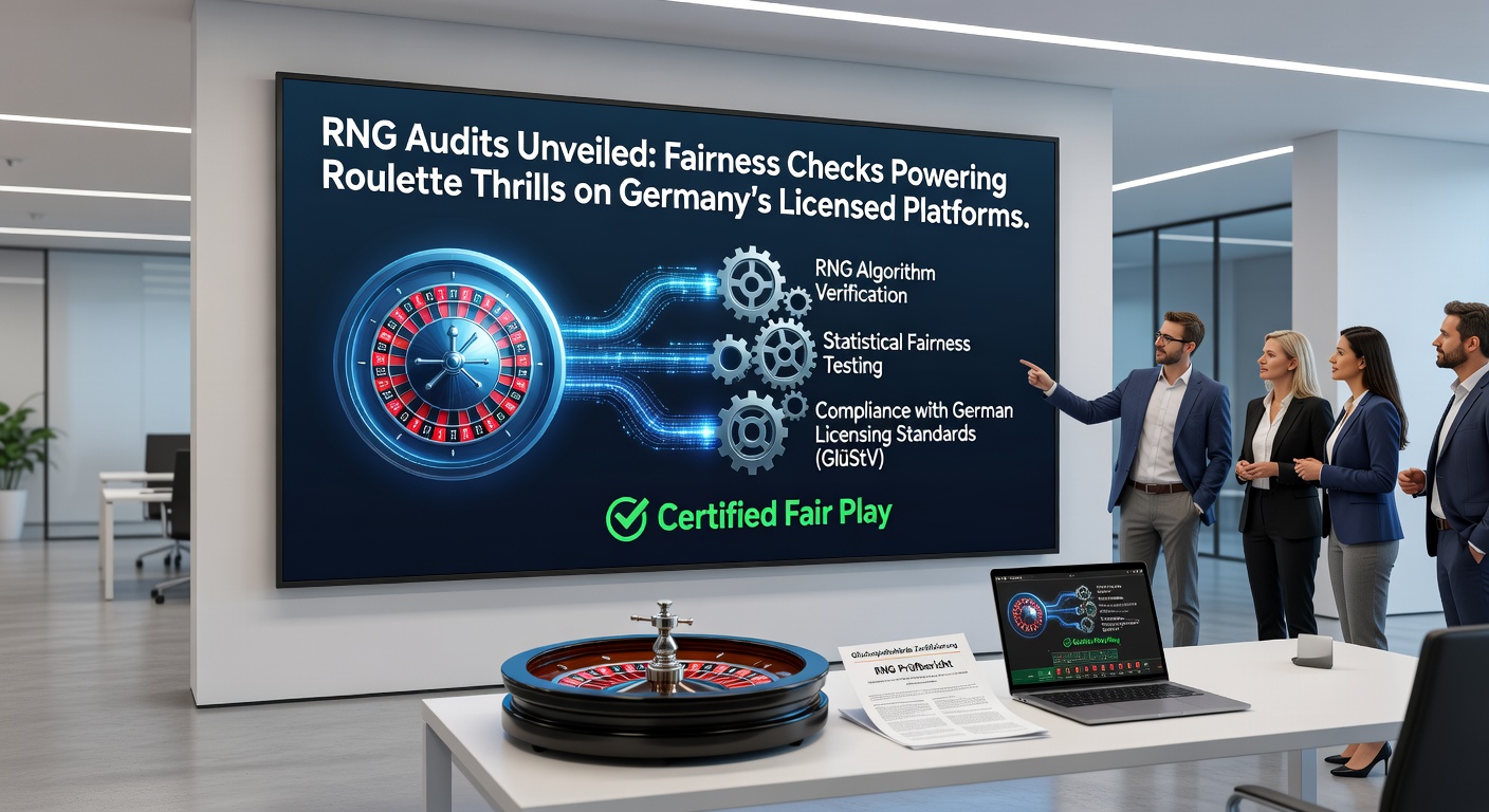 Detaillierte Darstellung eines Audit-Prozesses mit Diagrammen zu RNG-Tests und Roulette-Ergebnissen